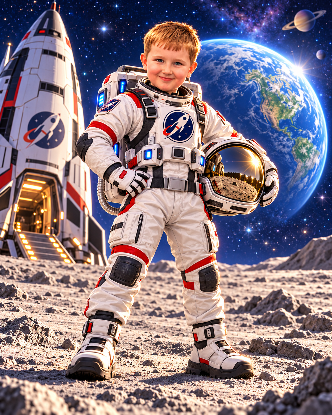 Beck dressed as an astronaut on the moon