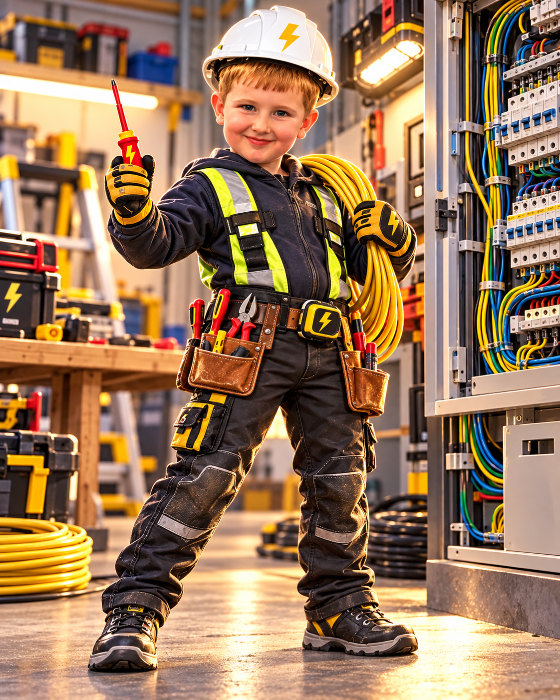 Beck dressed as an electrician